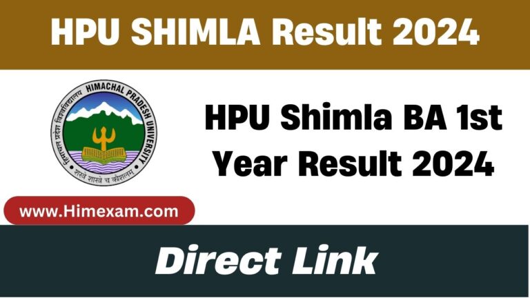 HPU Shimla BA 1st Year Result 2024