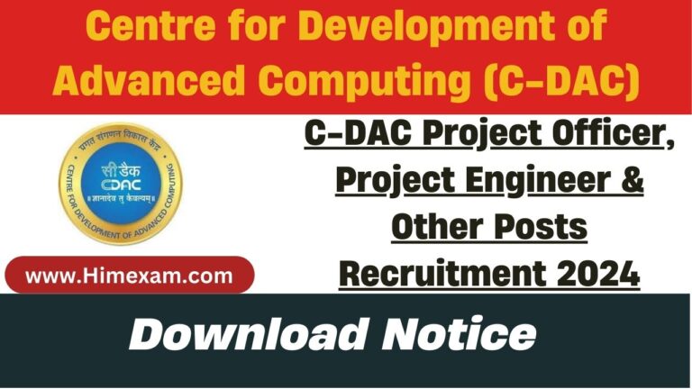 C-DAC Project Officer Project Engineer & Other Posts Recruitment 2024