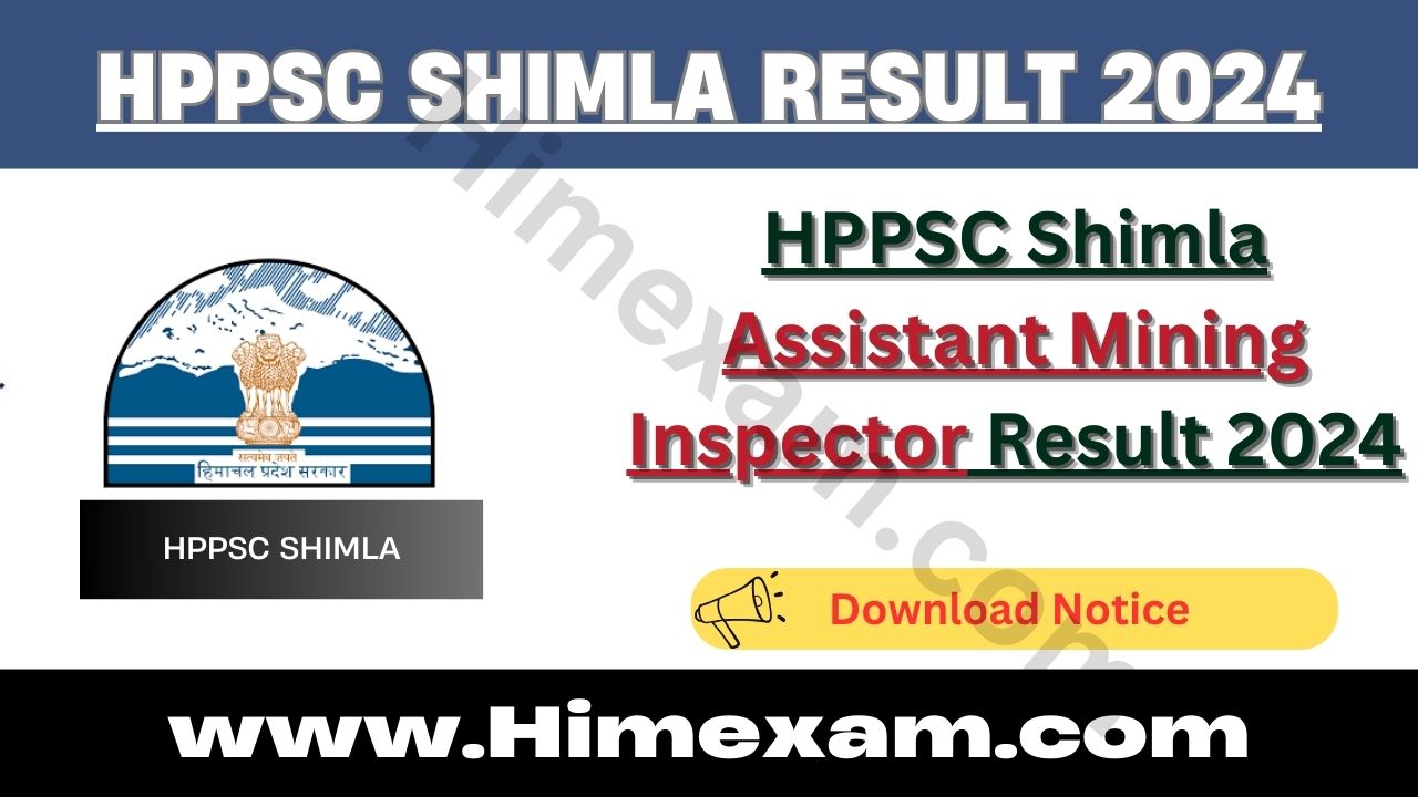 HPPSC Shimla Assistant Mining Inspector Result 2024