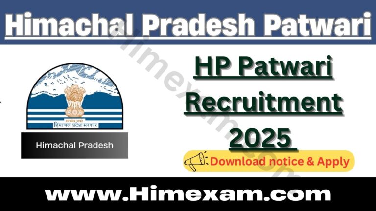 HP Patwari Recruitment 2025, 874 Upcoming Vacancy Details…