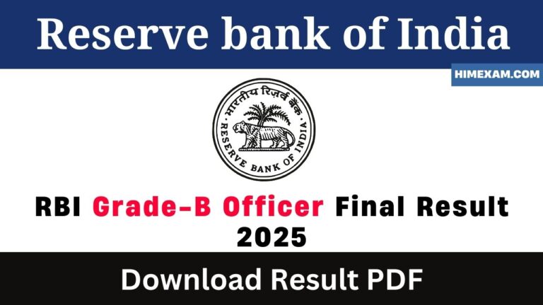 RBI Grade-B Officer Final Result 2025