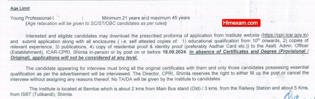 CPRI Shimla Young Professional-I Recruitment 2024 Notification Out  