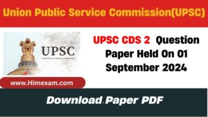 UPSC CDS 2 Question Paper Held On 01 September 2024