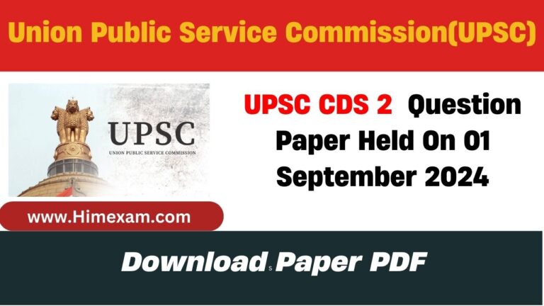 UPSC CDS 2 Question Paper Held On 01 September 2024