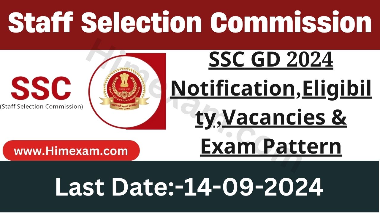 SSC GD 2024 Notification,Eligibilty,Vacancies & Exam Pattern