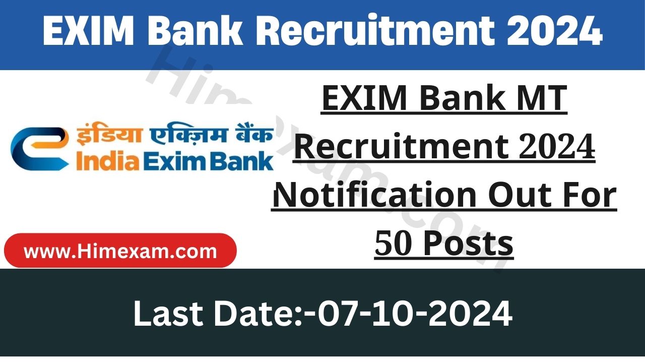 EXIM Bank MT Recruitment 2024 Notification Out For 50 Posts