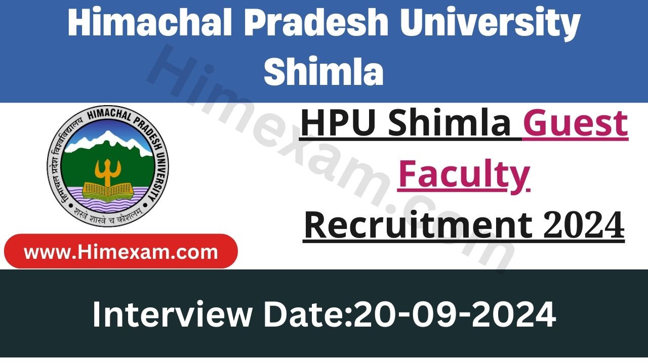 HPU Shimla Guest Faculty Recruitment 2024