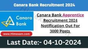 Canara Bank Apprentice Recruitment 2024 Notification Out For 3000 Posts