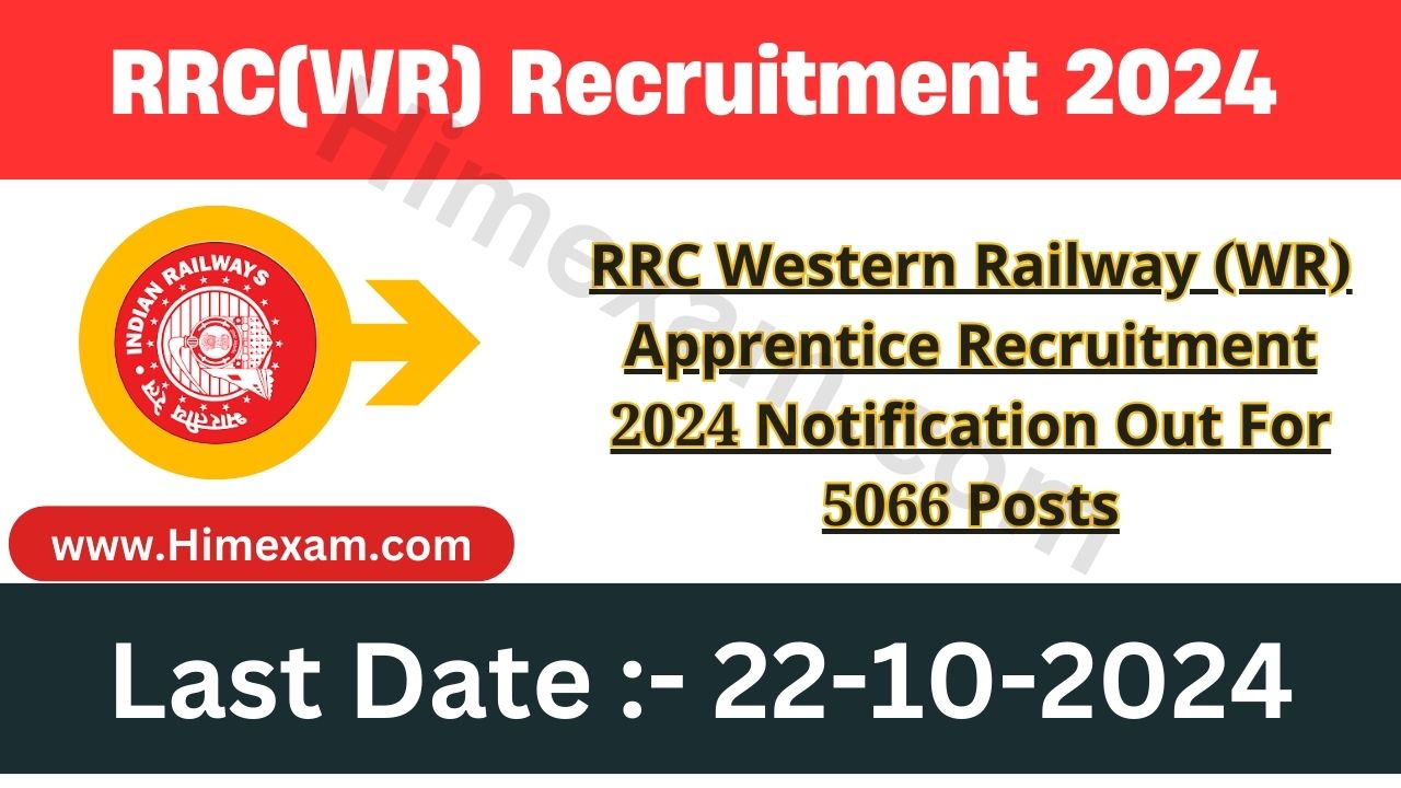 RRC Western Railway (WR) Apprentice Recruitment 2024 Notification Out For 5066 Posts