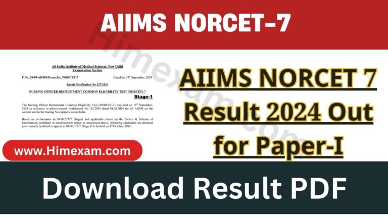 AIIMS NORCET 7 Result 2024 Out for Paper-I