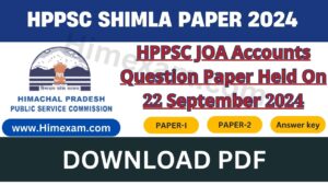 HPPSC JOA Accounts Question Paper Held On 22 September 2024