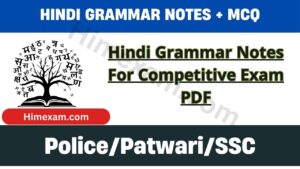 Hindi Grammar Notes For Competitive Exam PDF