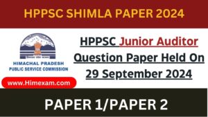 HPPSC Junior Auditor Question Paper Held On 29 September 2024