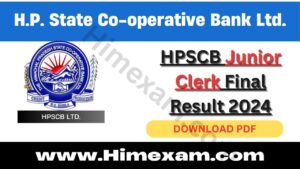 HPSCB Junior Clerk Final Result 2024