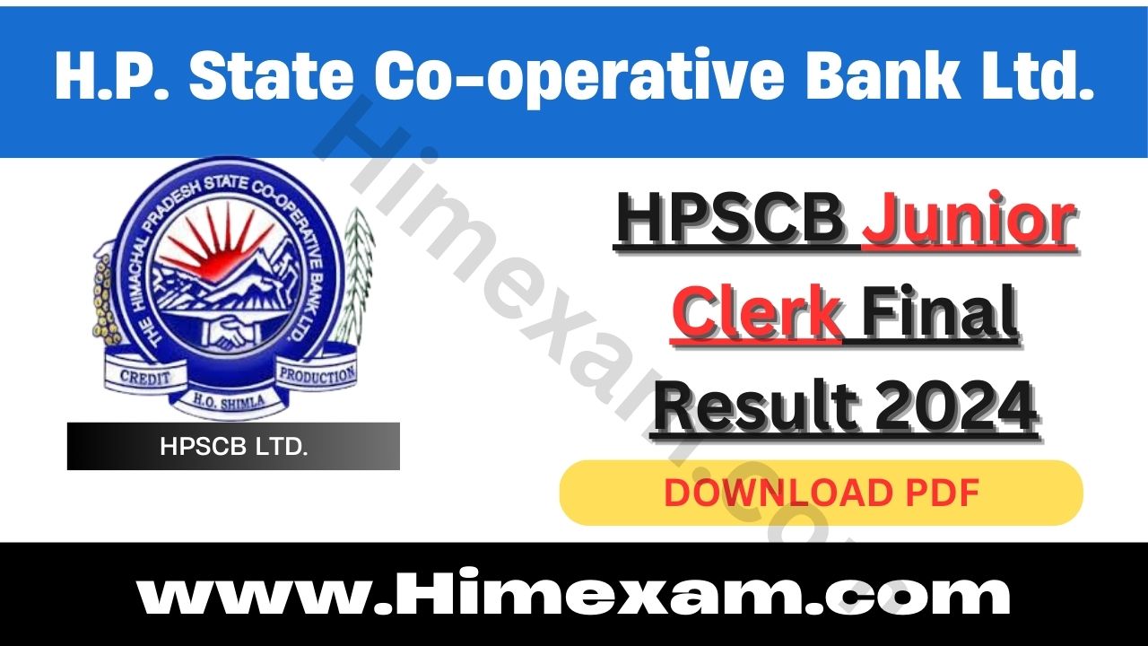 HPSCB Junior Clerk Final Result 2024