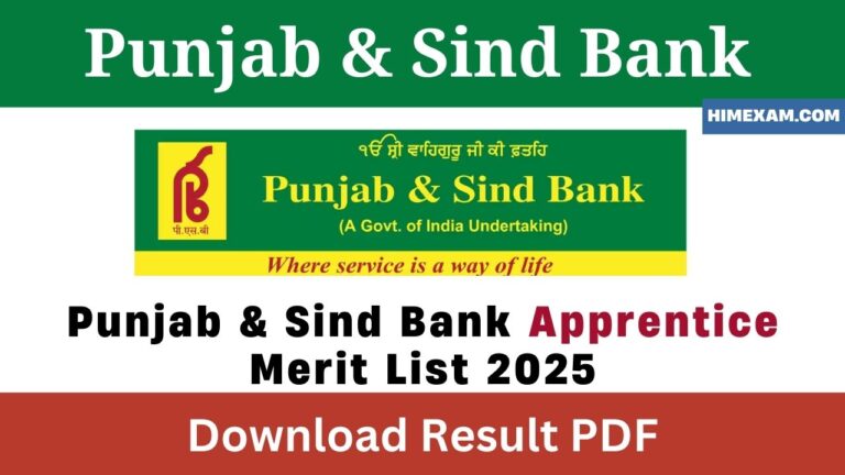 Punjab & Sind Bank Apprentice Merit List 2025