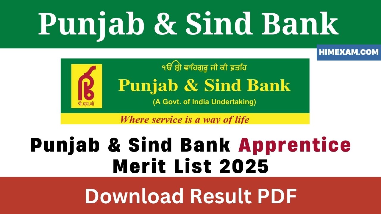 Punjab & Sind Bank Apprentice Merit List 2025