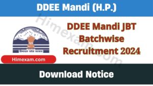 DDEE Mandi JBT Batchwise Recruitment 2024