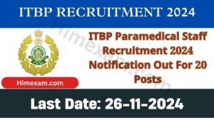 ITBP Paramedical Staff Recruitment 2024 Notification Out For 20 Posts