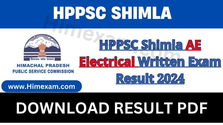 HPPSC Shimla AE Electrical Written Exam Result 2024