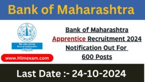 Bank of Maharashtra Apprentice Recruitment 2024 Notification Out For 600 Posts