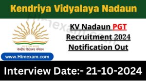 KV Nadaun PGT Recruitment 2024 Notification Out