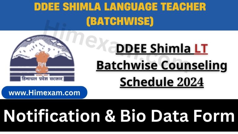 DDEE Shimla LT Batchwise Counselling Schedule 2024