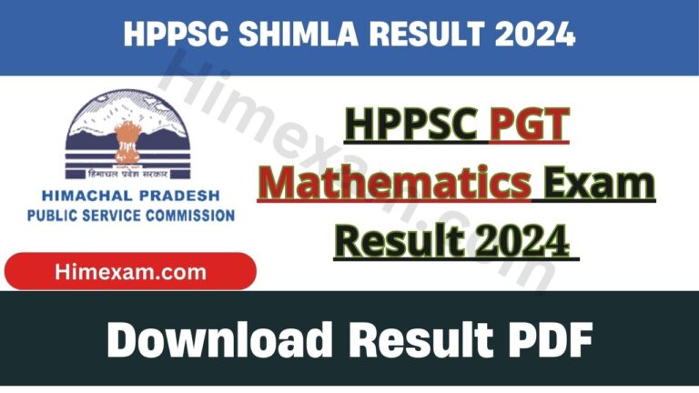 HPPSC PGT Mathematics Exam Result 2024