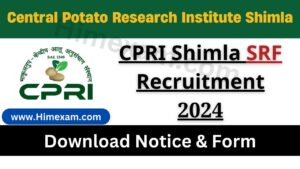 CPRI Shimla SRF Recruitment 2024 Notification Out