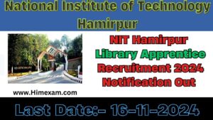 NIT Hamirpur Library Apprentice Recruitment 2024 Notification Out