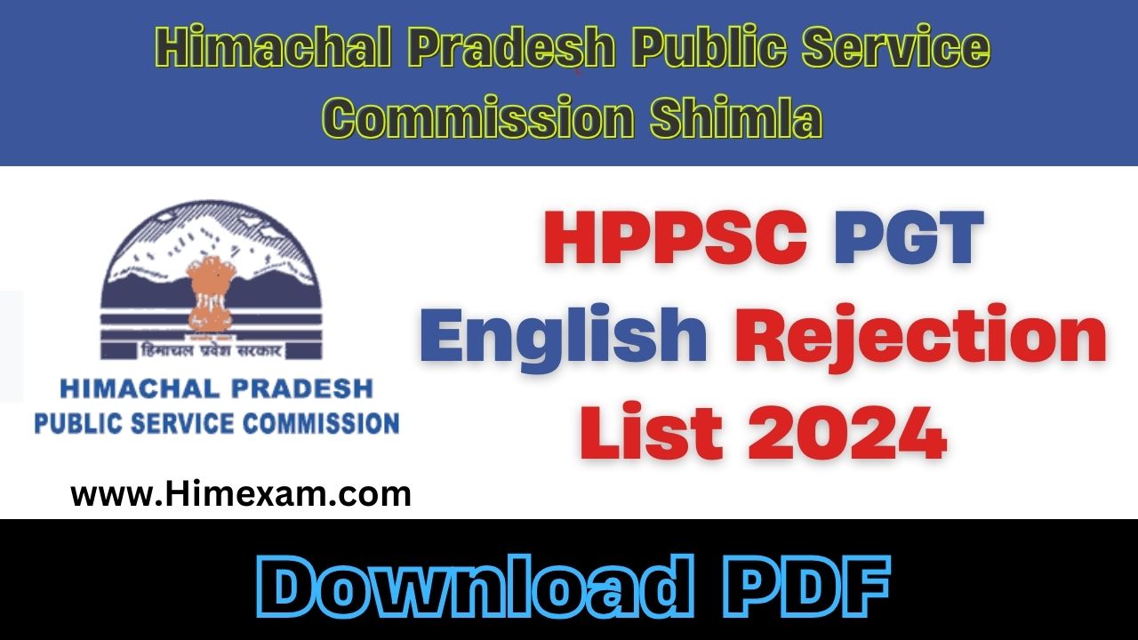 HPPSC PGT English Rejection List 2024