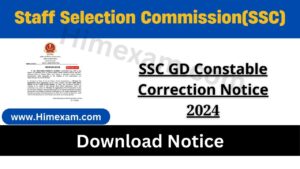 SSC GD Constable Correction Notice 2024