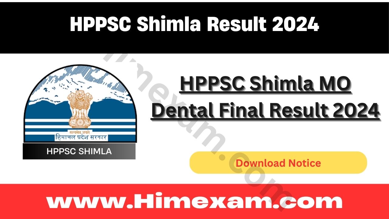 HPPSC Shimla MO Dental Result 2024