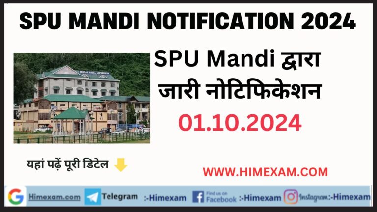 SPU Mandi All Notifications 01 October 2024