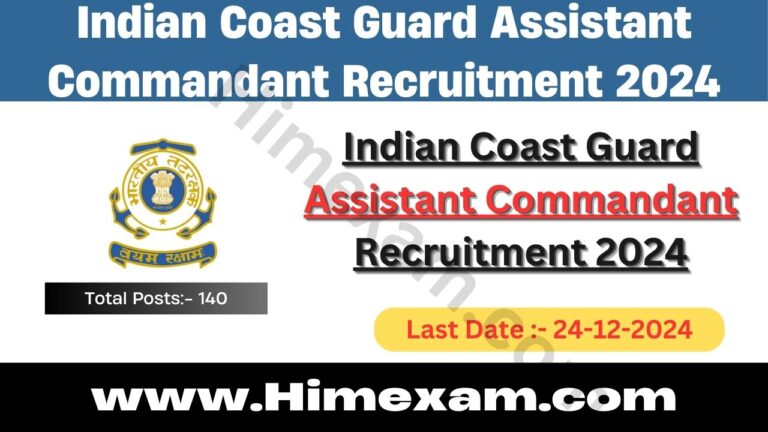 Indian Coast Guard Assistant Commandant Recruitment 2024