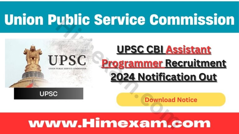 UPSC CBI Assistant Programmer Recruitment 2024 Notification Out