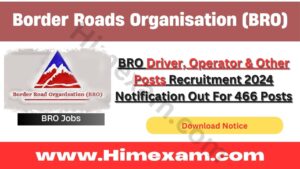 BRO Driver, Operator & Other Posts Recruitment 2024 Notification Out For 466 Posts