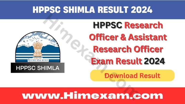 HPPSC Research Officer & Assistant Research Officer Exam Result 2024