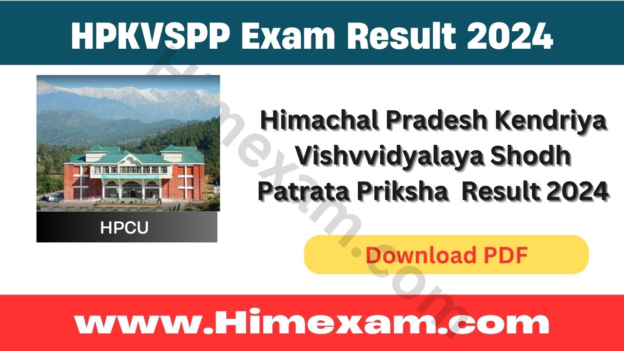 HPKVSPP Exam Result 2024-HPCU