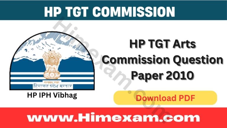 HP TGT Arts Commission Question Paper 2010