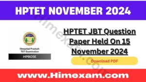 HPTET JBT Question Paper Held On 15 November 2024