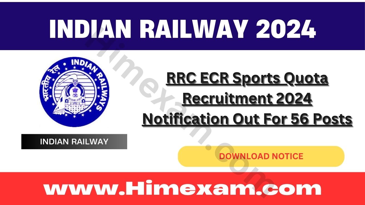 RRC ECR Sports Quota Recruitment 2024 Notification Out For 56 Posts