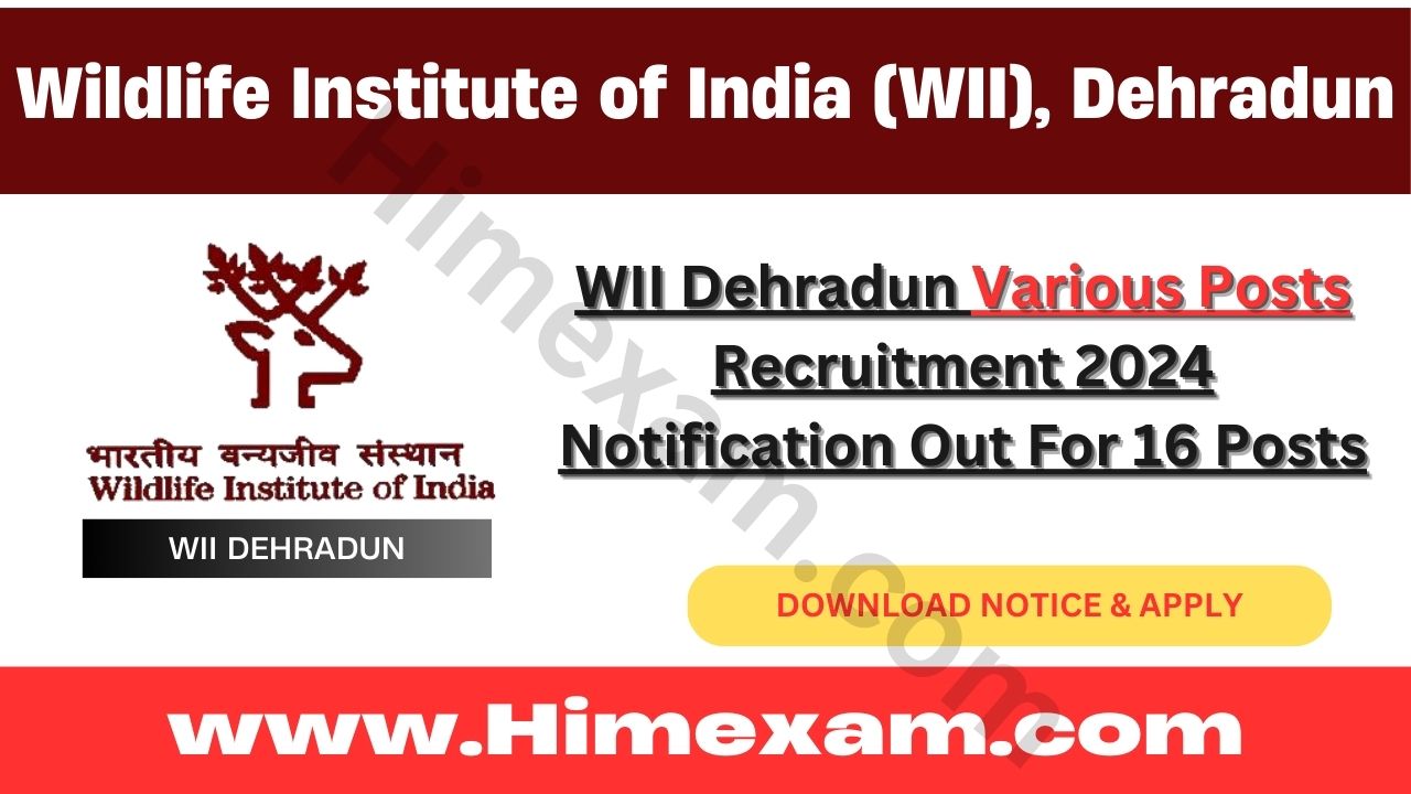 WII Dehradun Various Posts Recruitment 2024