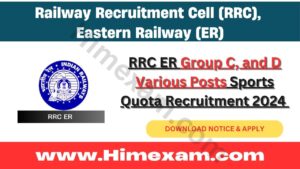 RRC ER Group C, and D Various Posts Sports Quota Recruitment 2024