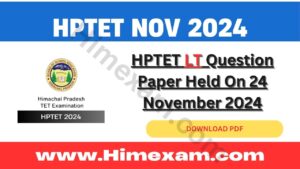 HPTET LT Question Paper Held On 24 November 2024