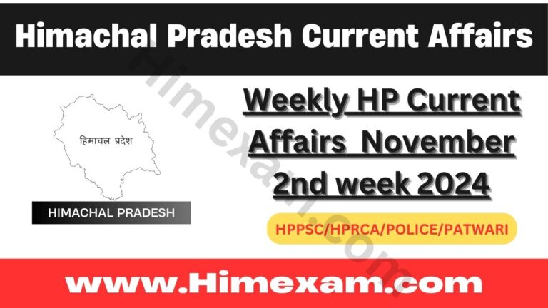 Weekly HP Current Affairs November 2nd week 2024