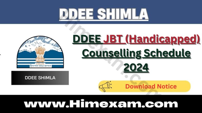 DDEE JBT (Handicapped) Counselling Schedule 2024