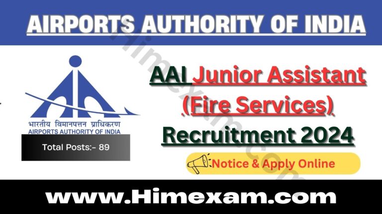 AAI Junior Assistant (Fire Services) Recruitment 2024