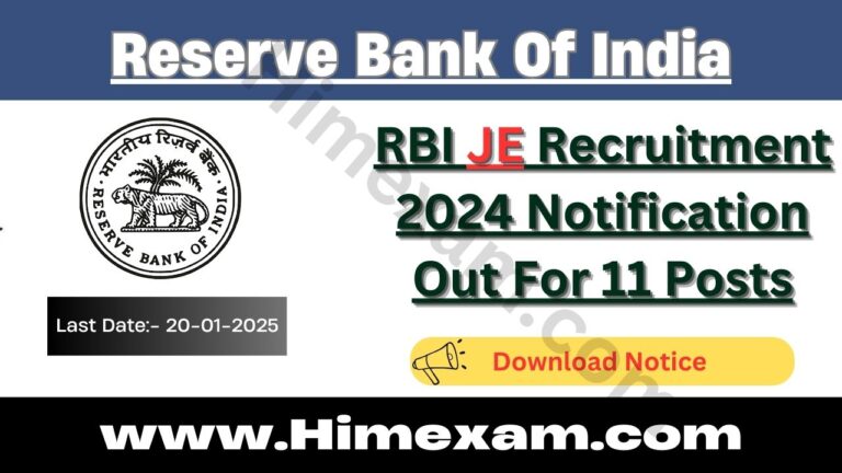 RBI JE Recruitment 2024 Notification Out For 11 Posts