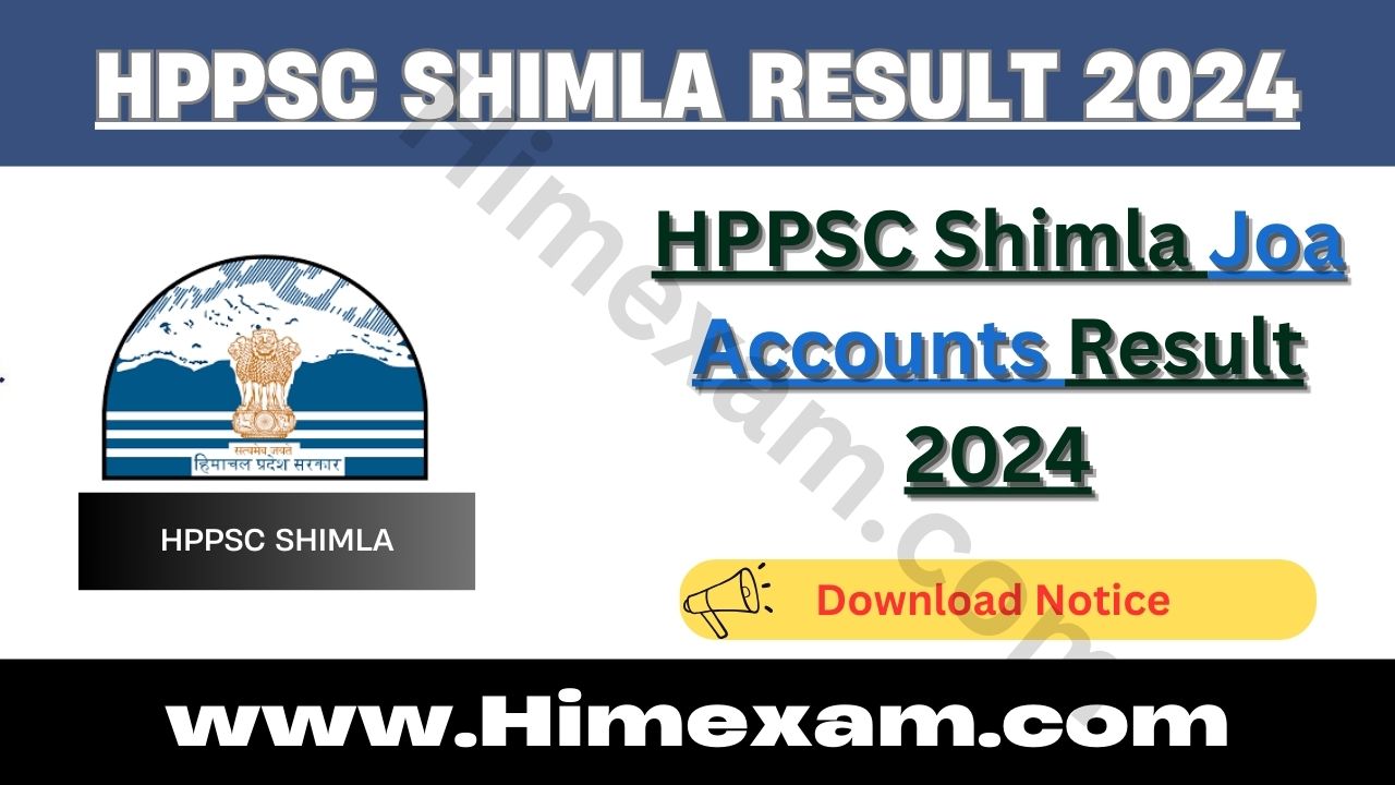 HPPSC Shimla Joa Accounts Result 2024